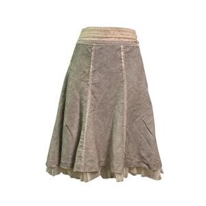 The Limited Panel Skirt Womens 6 Gray Linen Blend Tulle Hem Y2K Boho A Line